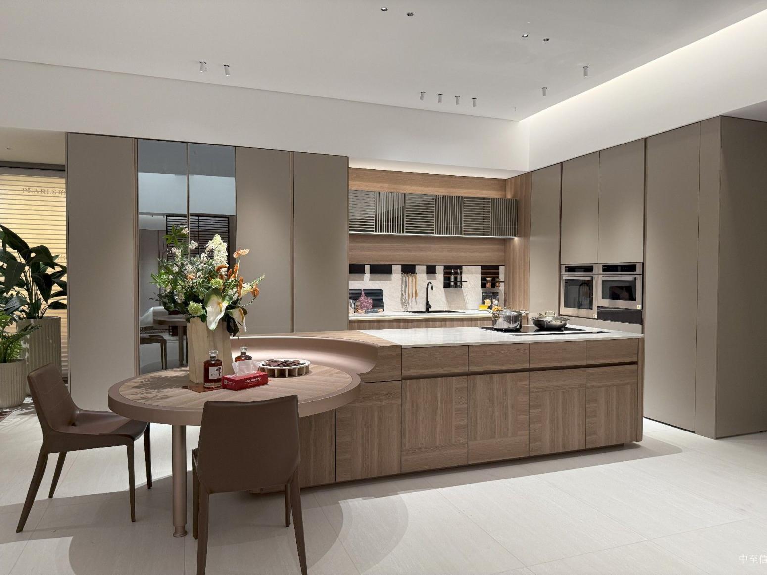 中至信 Bathroom furniture product 《Light wood light brown kitchen integrated cabinet》