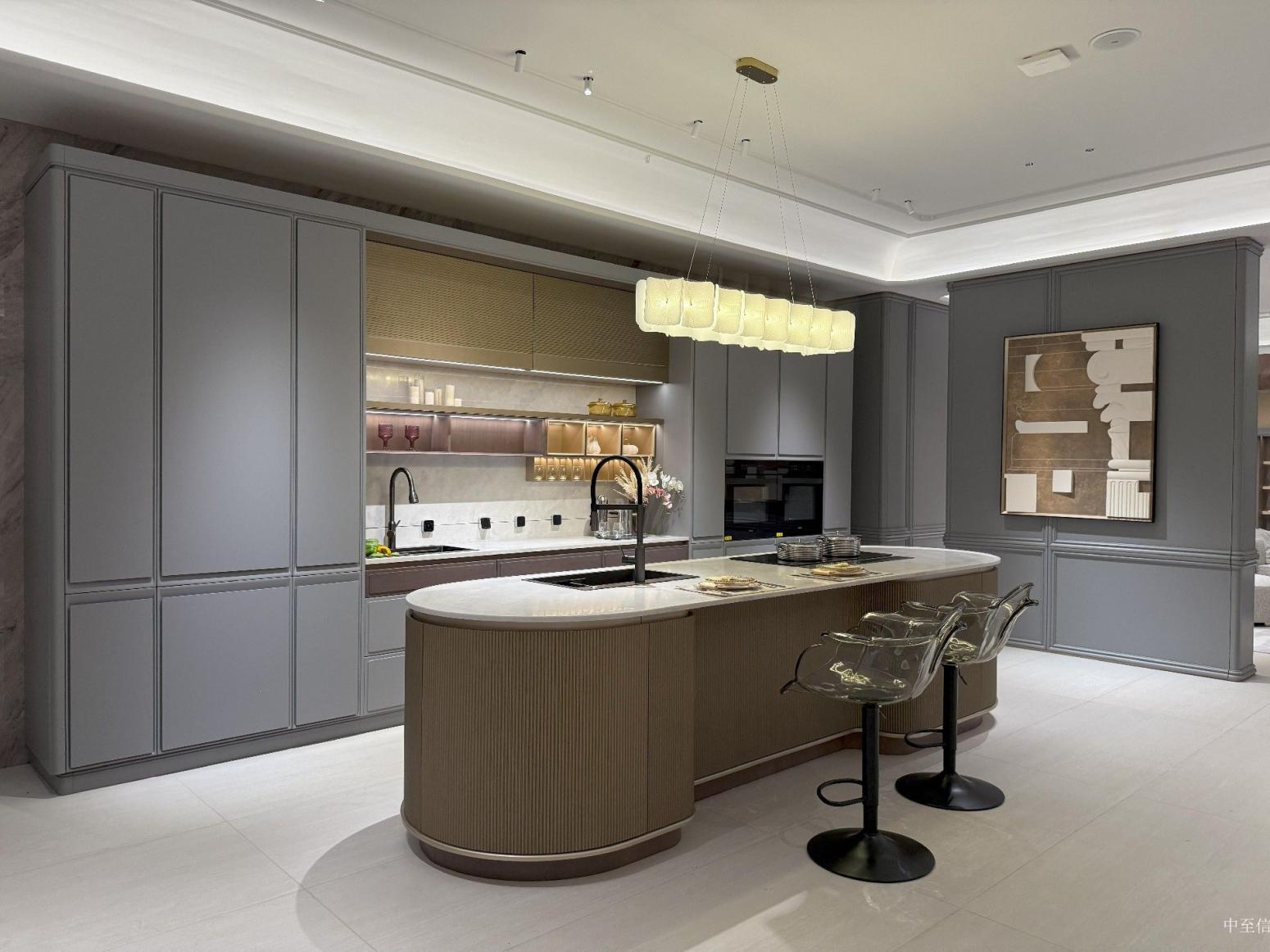 中至信 Bathroom furniture Product 《Greyish-brown inlaid light island cabinet》【图0】