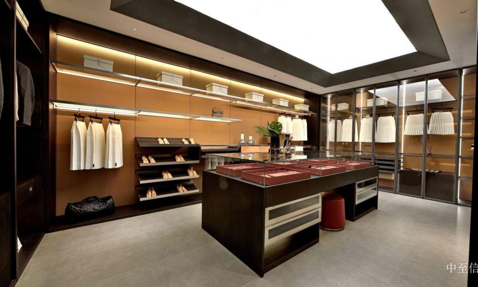 中至信 Home Furniture product 《Warm brown glass high-end cloakroom》