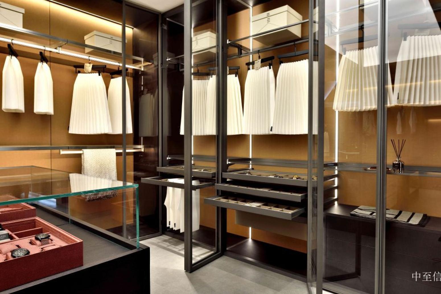 中至信 Home Furniture Product 《Warm brown glass high-end cloakroom》【图0】