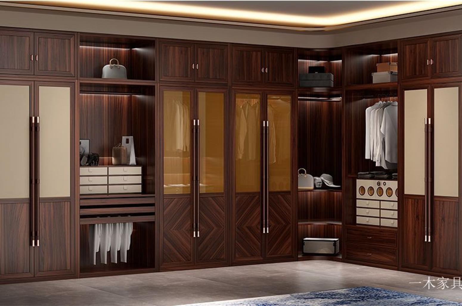 一木家具 Home Furniture product 《Deep walnut wood glass door wardrobe》