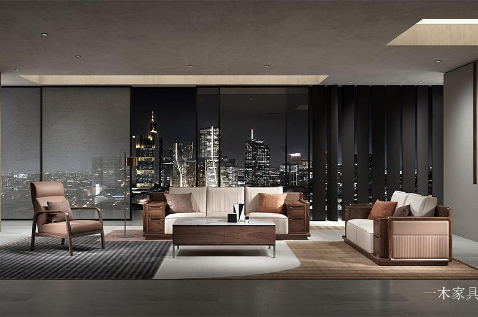 一木家具 Home Furniture Product 《Walnut light beige light luxury urban sofa》【图0】