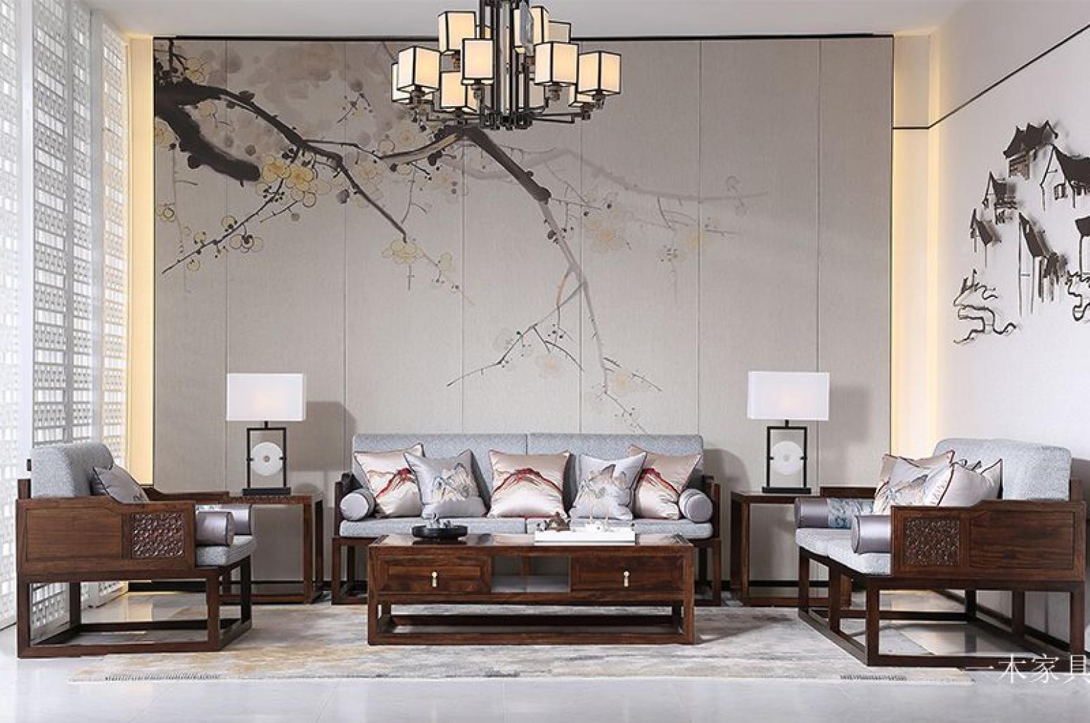 一木家具 Home Furniture product 《New Chinese-style deep wood carved sofa》