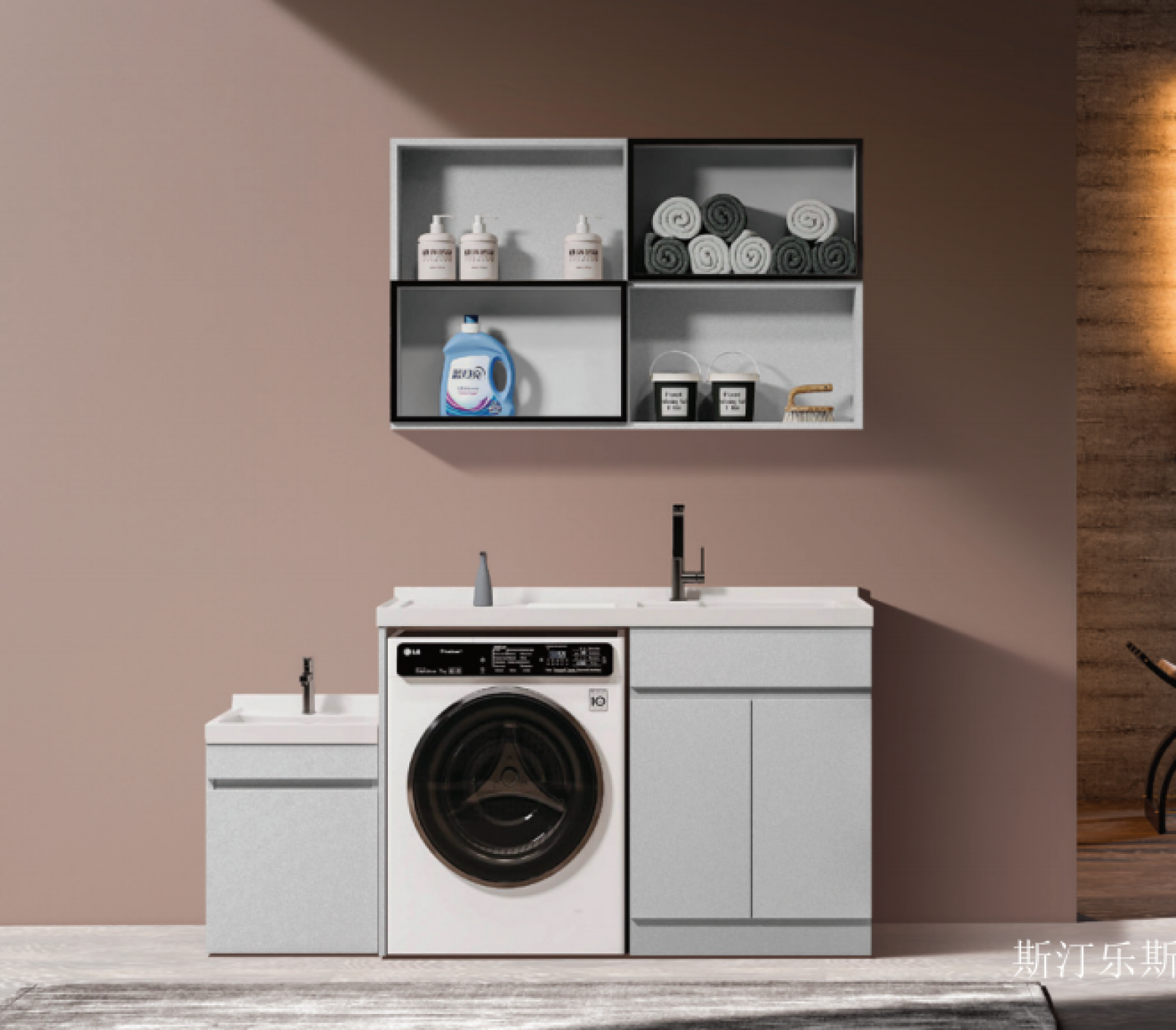 斯汀乐斯 Bathroom furniture product 《Light grey double-slot zoned balcony cabinet》