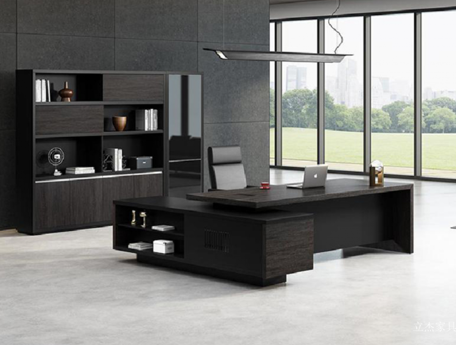 立杰家具 Office furniture Product 《A dark black and brown executive desk》【图0】