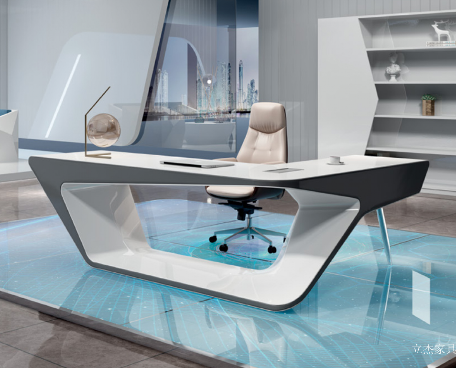 立杰家具 Office furniture Product 《White and black hollowed out tech desk》【图0】