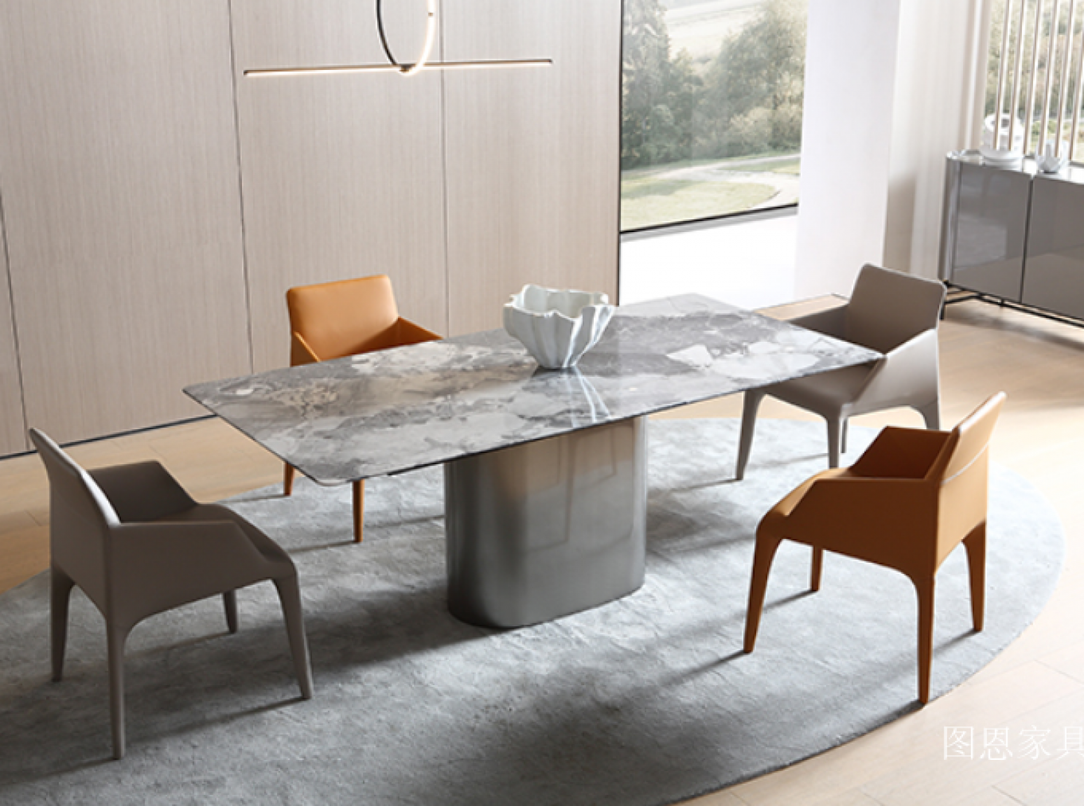 图恩家具 Home Furniture product 《Pale marble light luxury dining table》