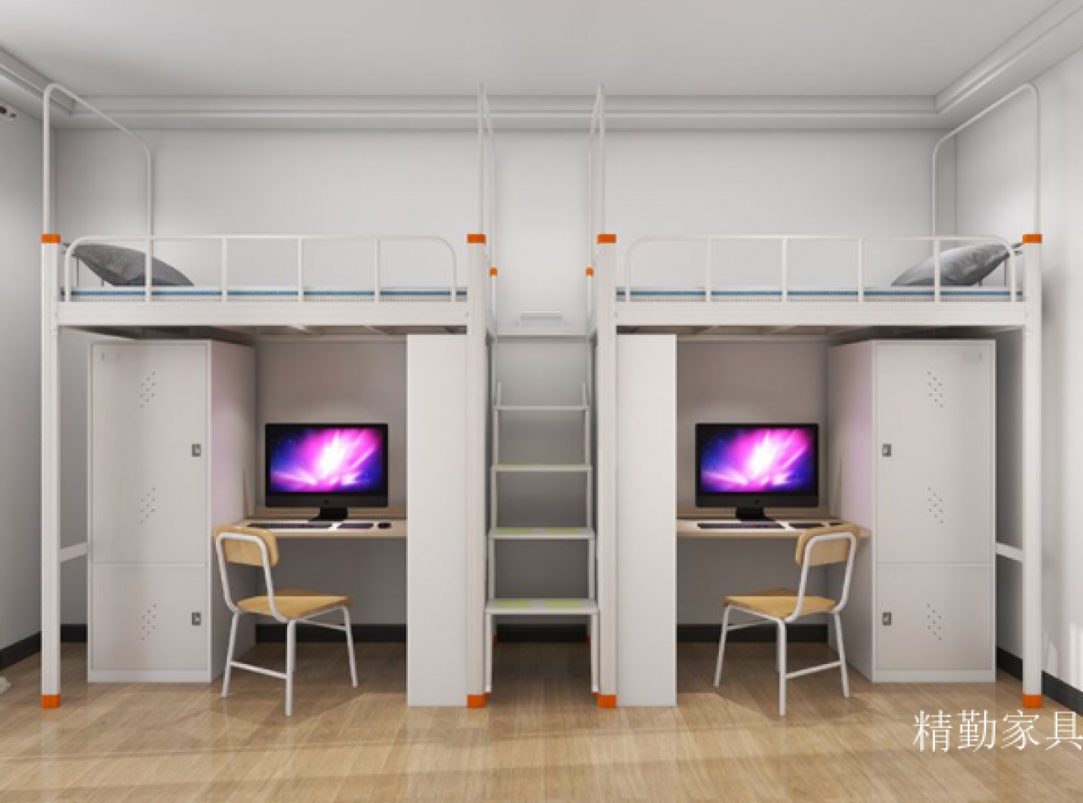 精勤家具 Office furniture product 《Gray & White double apartment bed》