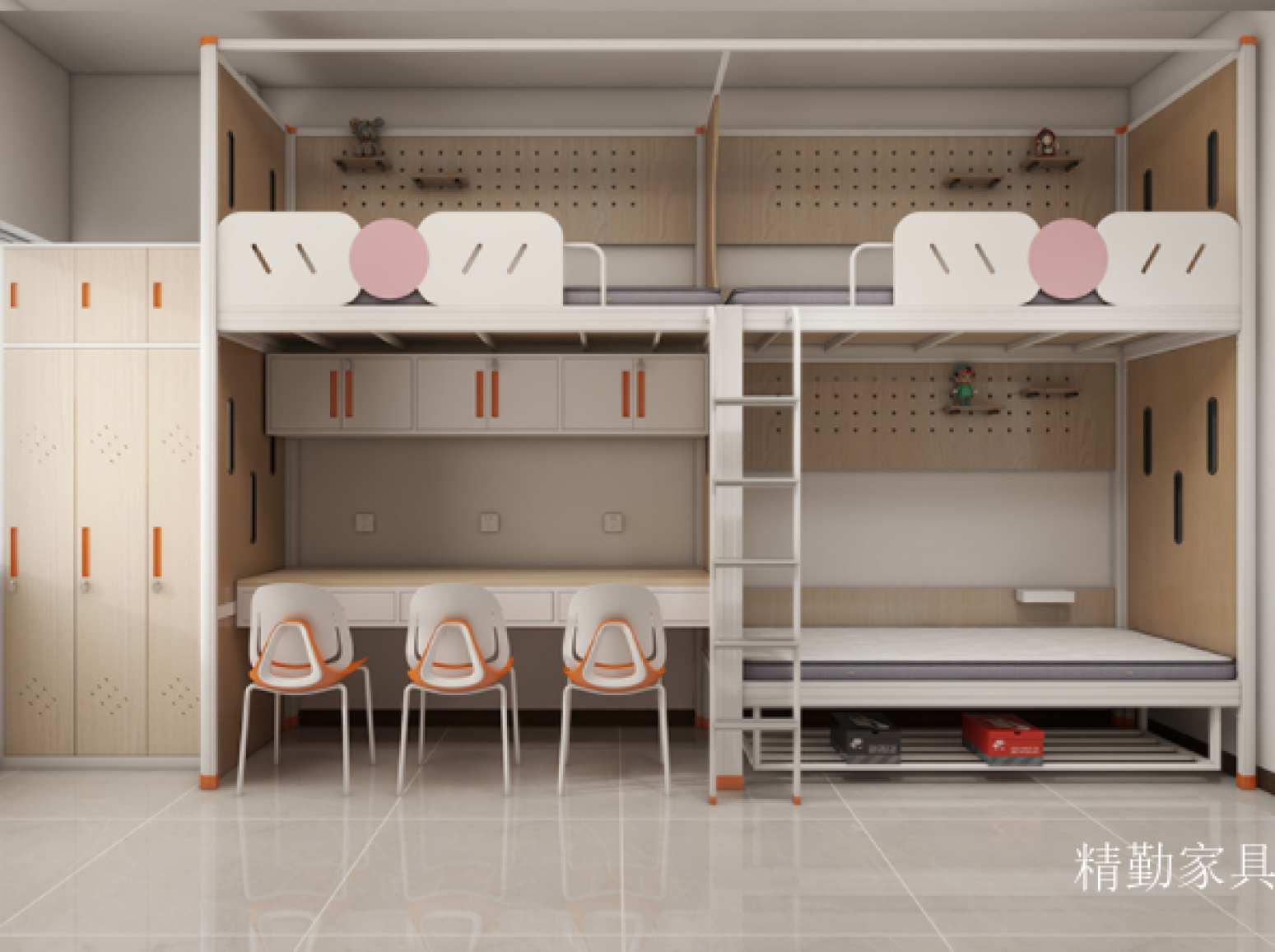 精勤家具 Office furniture Product 《Shallow wood whitewash three flat bed》【图0】