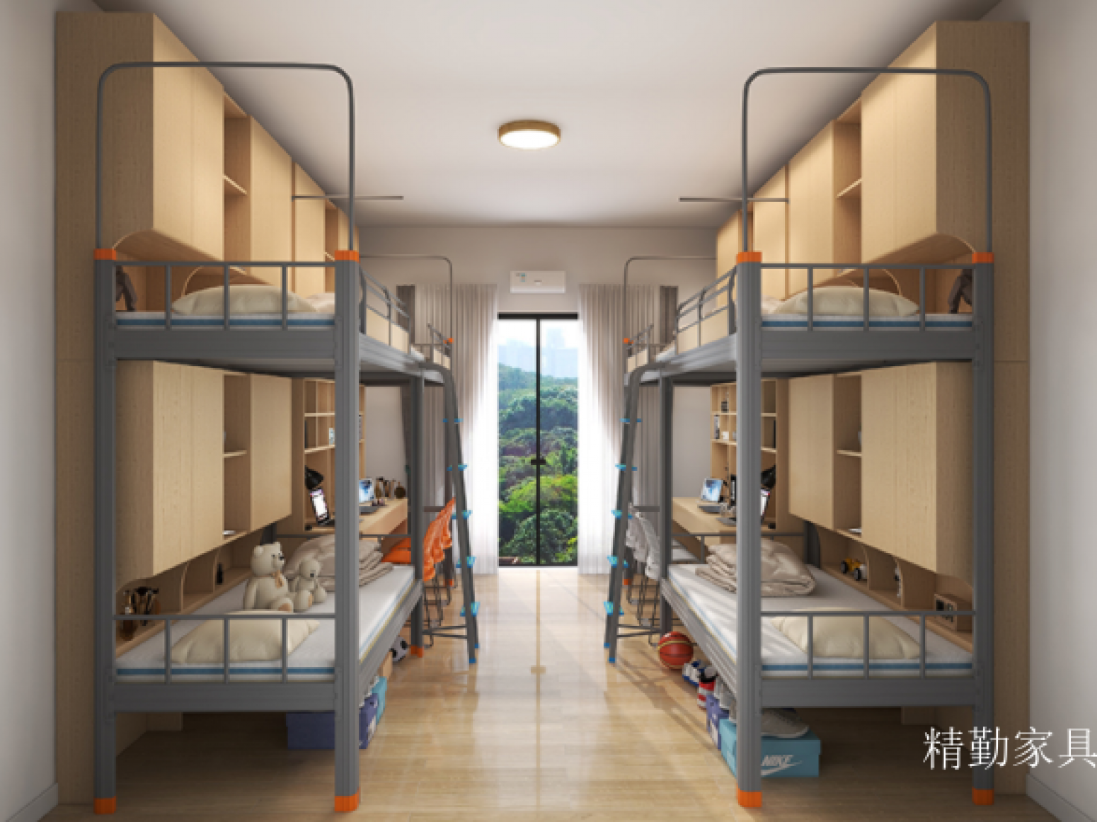 精勤家具 Office furniture product 《Shallow wood storage four apartment bed》