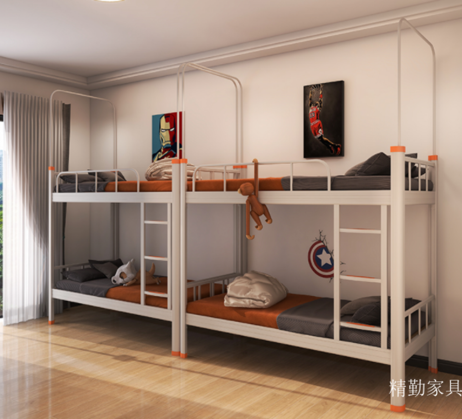 精勤家具 Office furniture Product 《White box orange grey apartment bed》【图1】