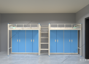 红升家具 Office furniture product 《Rice white frame blue double apartment bed》议价