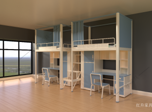 红升家具 Office furniture product 《Plain shallow blue double flat bed》议价