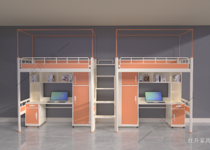 红升家具 Office furniture product 《White and orange double apartment bed》议价