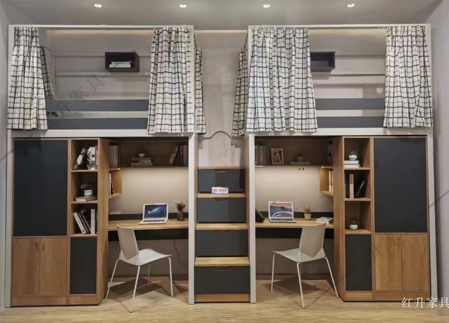 红升家具 Office furniture product 《Solid wood double apartment bed》