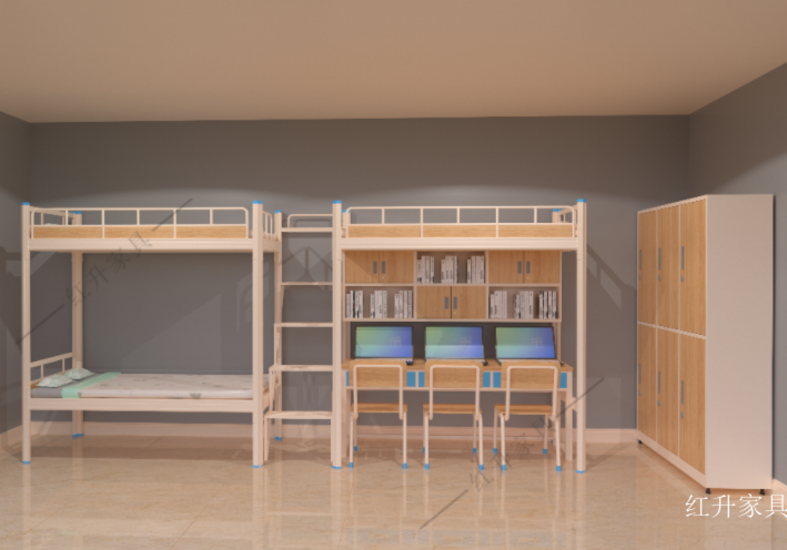 红升家具 Office furniture product 《Asagi minimalist triple apartment bed》