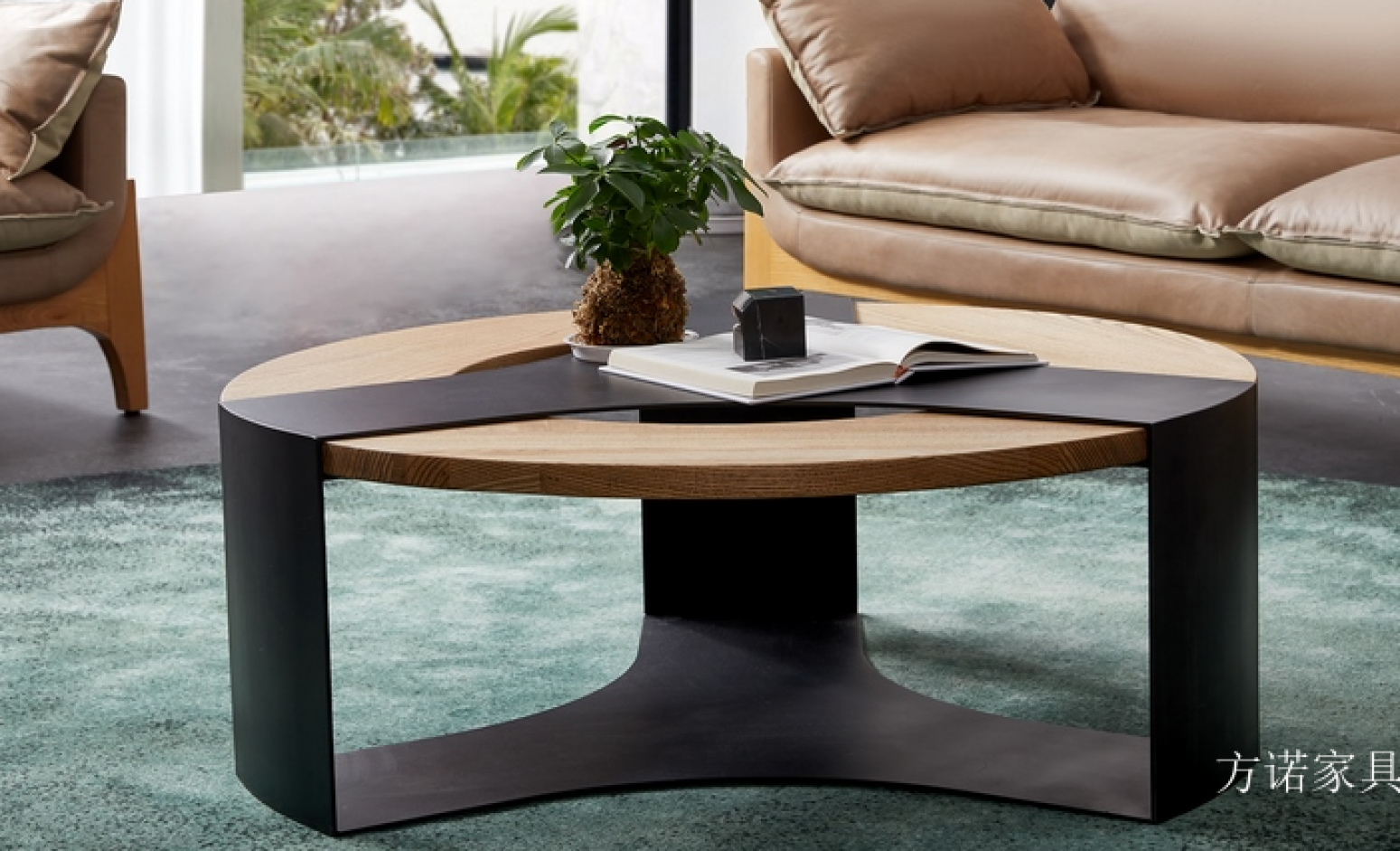 方诺家具 Home Furniture Product 《A shallow wooden black frame coffee table》【图1】