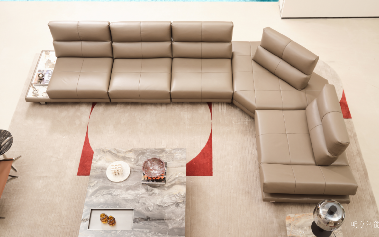 明亨智能 Home Furniture Product 《Light brown leather casual sofa》【图1】