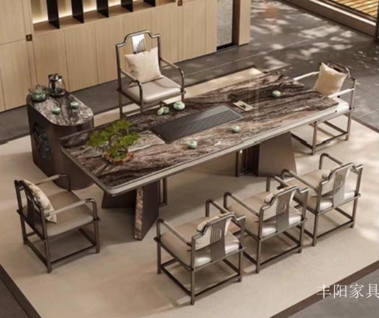 丰阳家具 Home Furniture Product 《Luxury stone new Chinese style tea table》【图0】