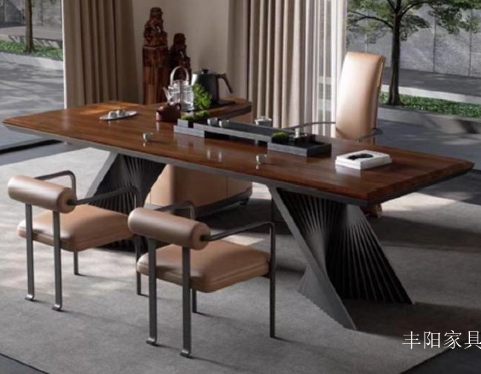 丰阳家具 Home Furniture product 《Solid wood wing-shaped support tea table》