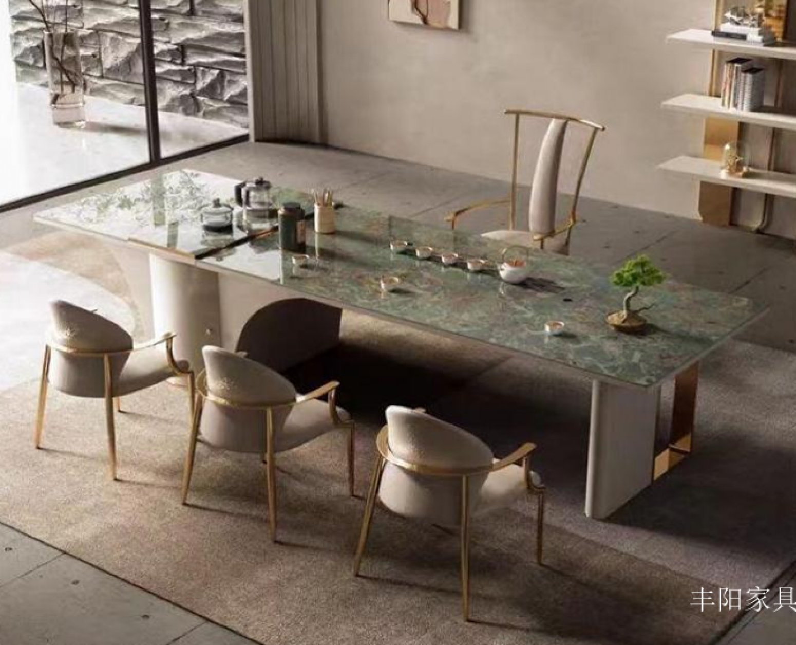 丰阳家具 Home Furniture product 《Luxury stone white column tea table》