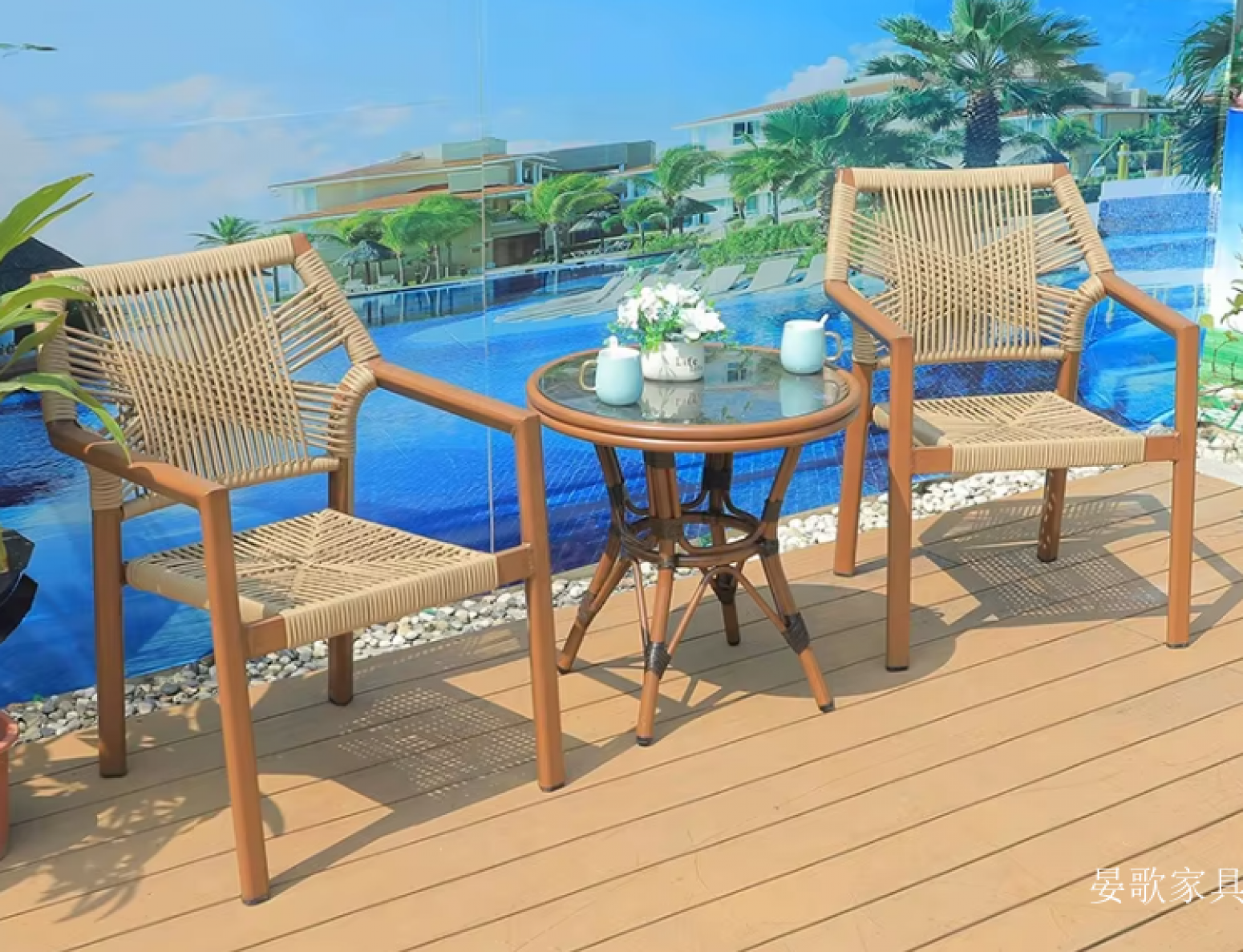 晏歌家具 Outdoor furniture Product 《Weaving rattan rope eat desk and chair》 晏歌家具 Outdoor furniture Product 《Weaving rattan rope eat desk and chair》【图0】