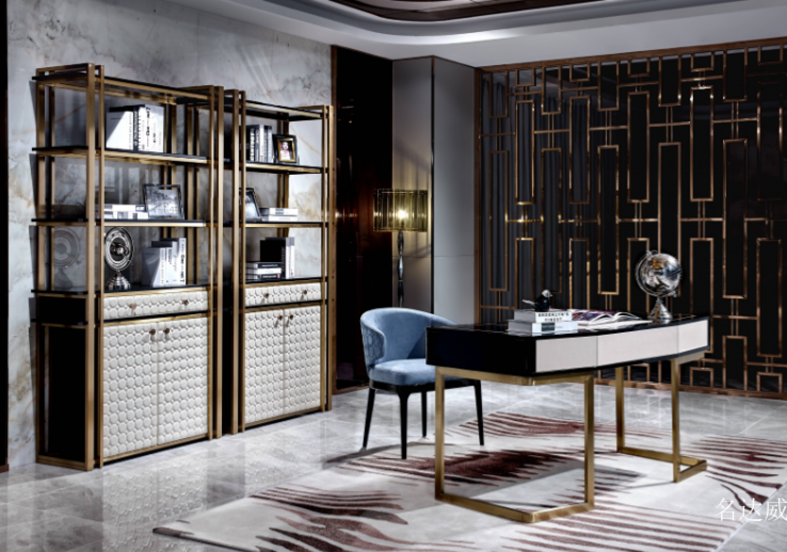 名达威 Office furniture Product 《A light luxury gold-framed spliced desk》 名达威 Office furniture Product 《A light luxury gold-framed spliced desk》【图0】