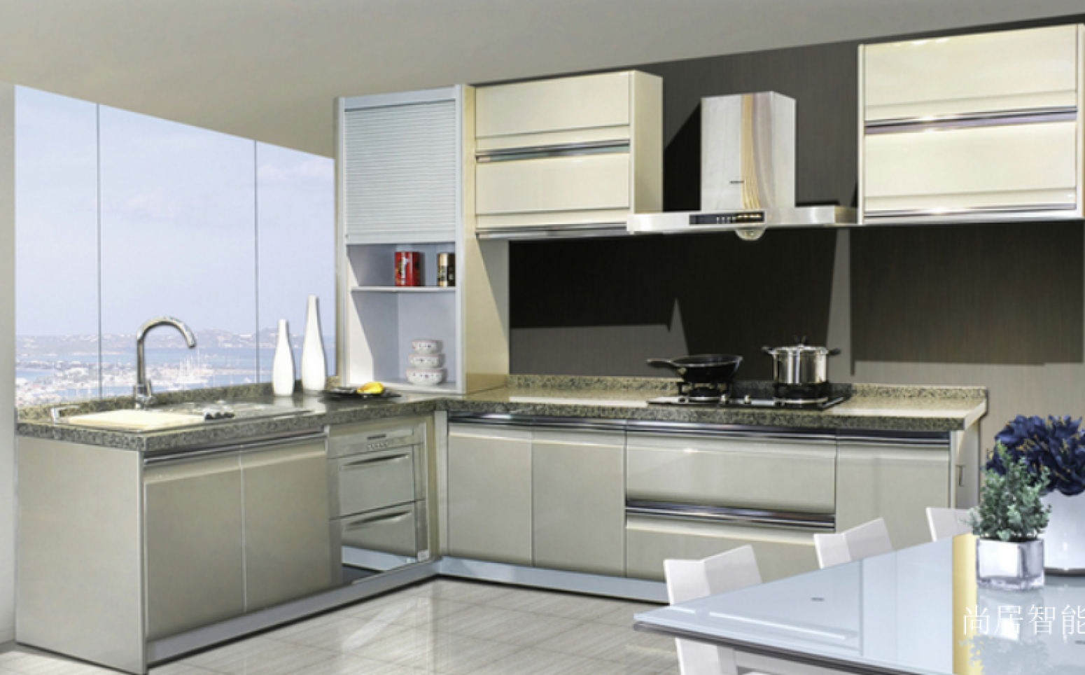 尚居智能 Bathroom furniture Product 《Light beige L-shaped cabinet》 尚居智能 Bathroom furniture Product 《Light beige L-shaped cabinet》【图0】