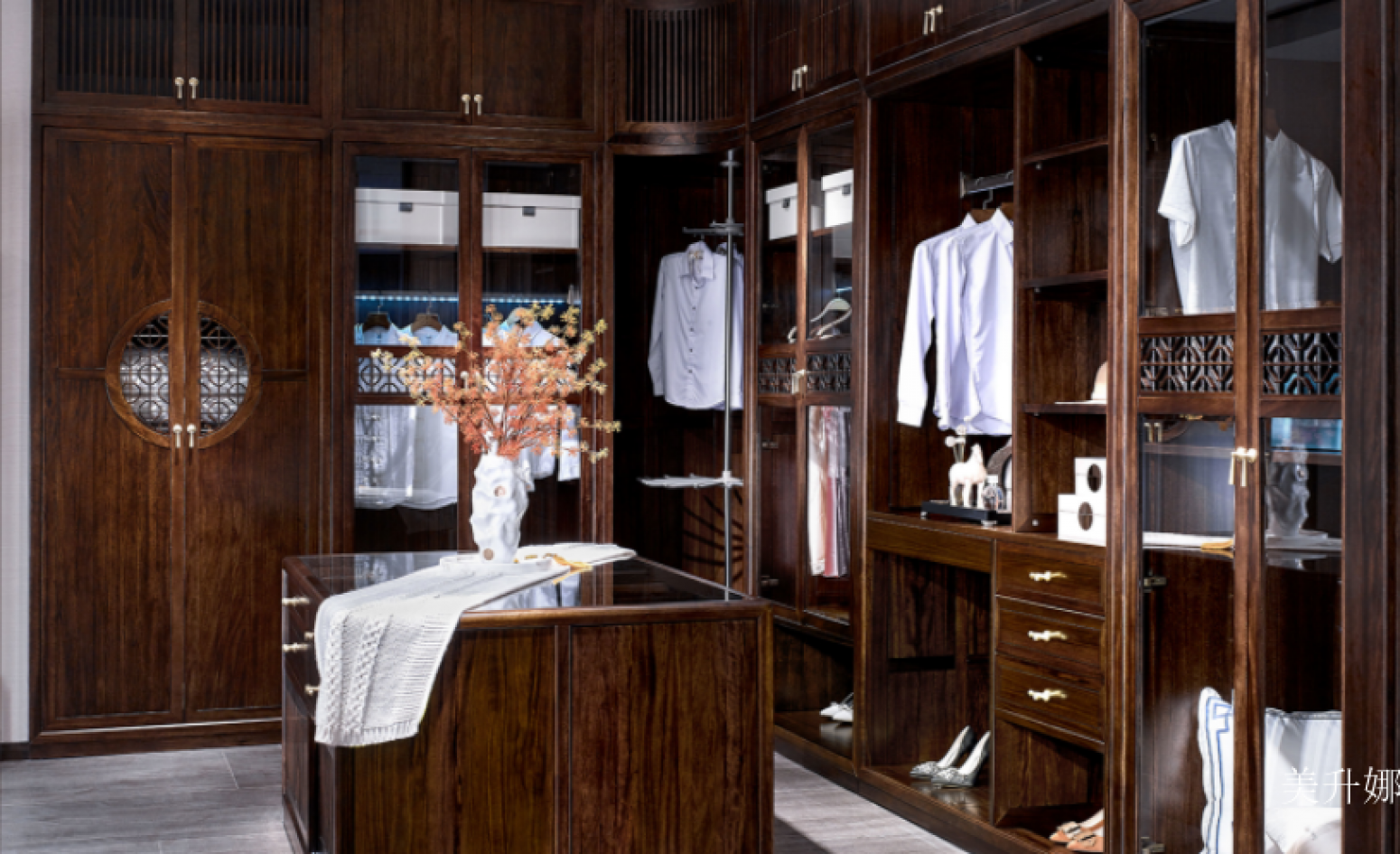 美升娜 Home Furniture Product 《New Chinese Dark Brown cloakroom》 美升娜 Home Furniture Product 《New Chinese Dark Brown cloakroom》【图0】