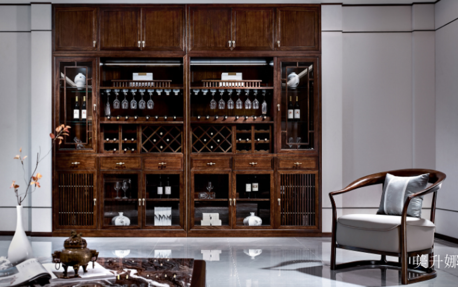美升娜 Home Furniture Product 《New Chinese solid wood wine cabinet》 美升娜 Home Furniture Product 《New Chinese solid wood wine cabinet》【图0】
