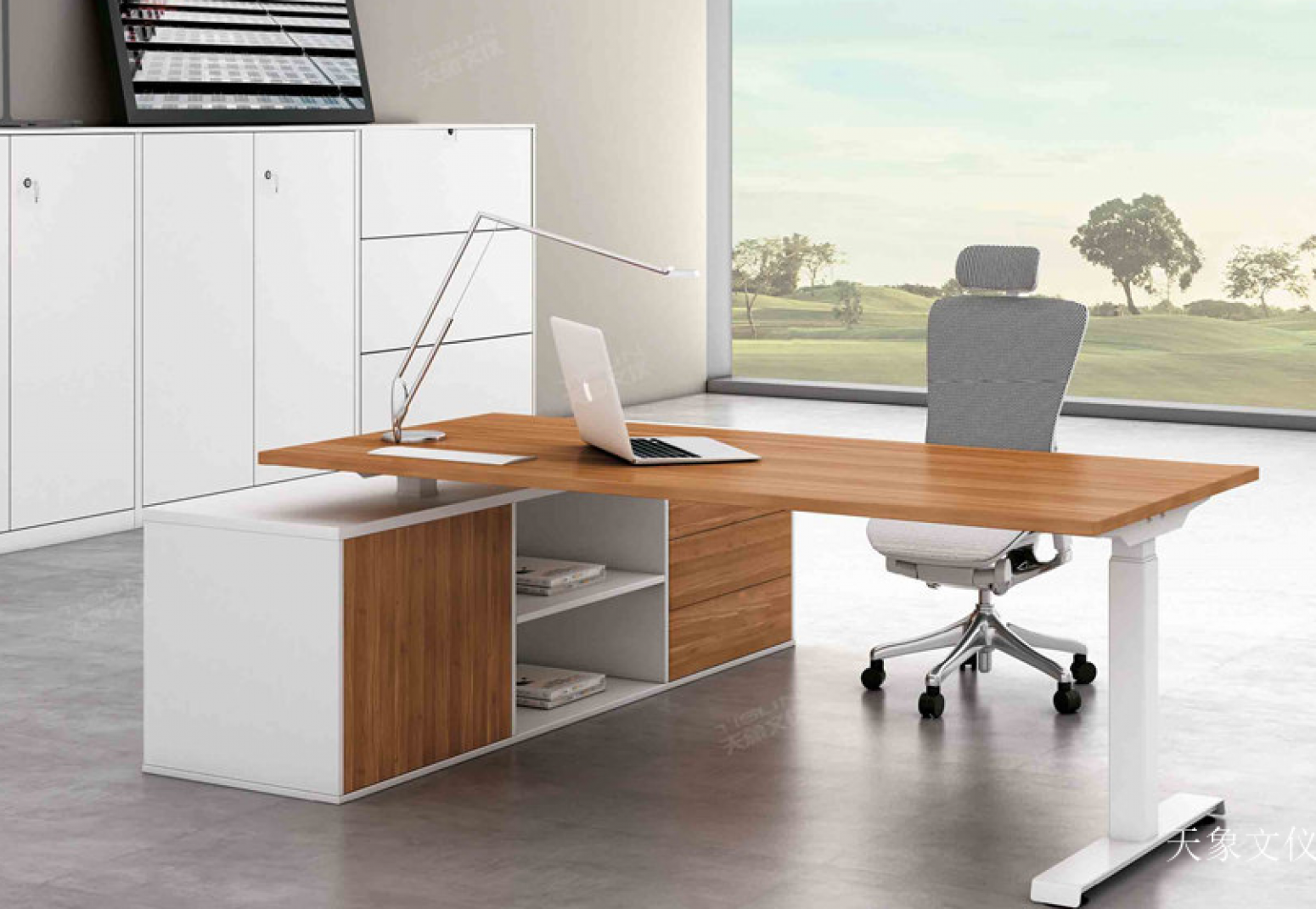 天象文仪 Office furniture Product 《Wood white adjustable modern desk》 天象文仪 Office furniture Product 《Wood white adjustable modern desk》【图0】