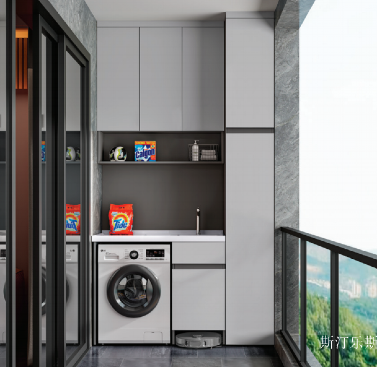 斯汀乐斯 Bathroom furniture Product 《Light grey hidden storage balcony cabinet》 斯汀乐斯 Bathroom furniture Product 《Light grey hidden storage balcony cabinet》【图0】