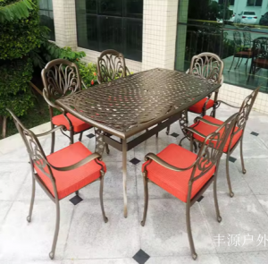 Product picture:Furniture factory 丰源户外 Outdoor furniture product name 《Aluminum carved dining table and chair》议价