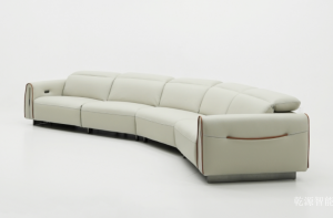 Product picture:Furniture factory 乾源智能 Home Furniture product name 《Light beige curved leather sofa》议价