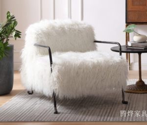 Product picture:Furniture factory 腾烨家具 Home Furniture product name 《White velvet black frame retro lounge chair》议价