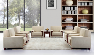 Product picture:Furniture factory 天象文仪 Office furniture product name 《Off-white office sofa with wooden frame》议价
