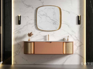 Product picture:Furniture factory 麦鼎智能 Bathroom furniture product name 《Luxurious rose gold bathroom cabinet》议价