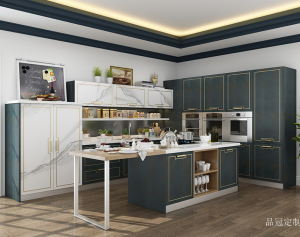 Product picture:Furniture factory 品冠定制 Bathroom furniture product name 《Blue Island light luxury cabinet》议价