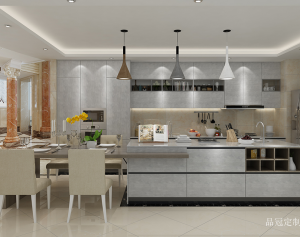 Product picture:Furniture factory 品冠定制 Bathroom furniture product name 《A minimalist silver kitchen cabinet》议价