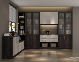 Product picture:Furniture factory 品冠定制 Home Furniture product name 《Dark brown gold luxury multiple storage study》议价