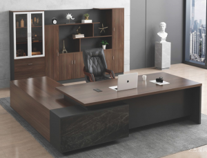 Product picture:Furniture factory 立杰家具 Office furniture product name 《Walnut wood dark grey spliced office desk》议价