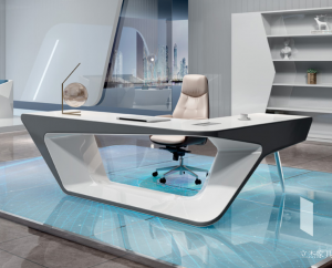 Product picture:Furniture factory 立杰家具 Office furniture product name 《White and black hollowed out tech desk》议价