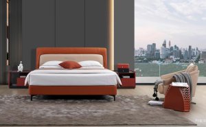 Product picture：Furniture factory玛迪亚Home Furnitureproduct name《Madera Italian genuine leather bed》议价