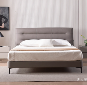 Product picture：Furniture factory斯可馨Home Furnitureproduct name《New Premium Cowhide Queen Bed​》议价