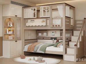 Product picture：Furniture factory鑫睿家具Children's furnitureproduct name《Ruimei Double-decker children's bed》议价