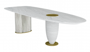 Product picture：Furniture factory志豪家具Home Furnitureproduct name《Marble double-column art dining table》议价