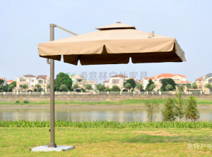 Product picture：Furniture factory意特户外Outdoor furnitureproduct name《Square Double-Top Ruffled Roman Umbrella》议价