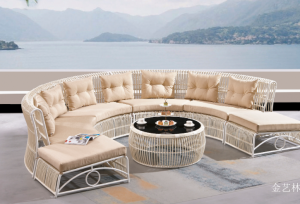 Product picture：Furniture factory金艺林Outdoor furnitureproduct name《Huanyu Curved Rattan Outdoor Sofa》议价