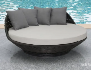 Product picture：Furniture factory 超藤威 Outdoor furniture product name 《Rattan Round Sofa Bed》议价