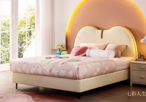 Product picture：Furniture factory 七彩人生 Children's furniture product name 《Minimalist Leather Upholstered Bed》议价